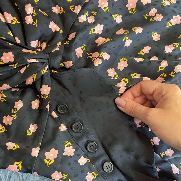 SELF-PORTRAIT Twisted Floral-print Satin-jacquard Maxi Dress Size 6 - Picture 5 of 9